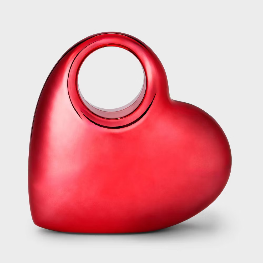 Valentine Day Metallic Heart Clutch – A New Day Red