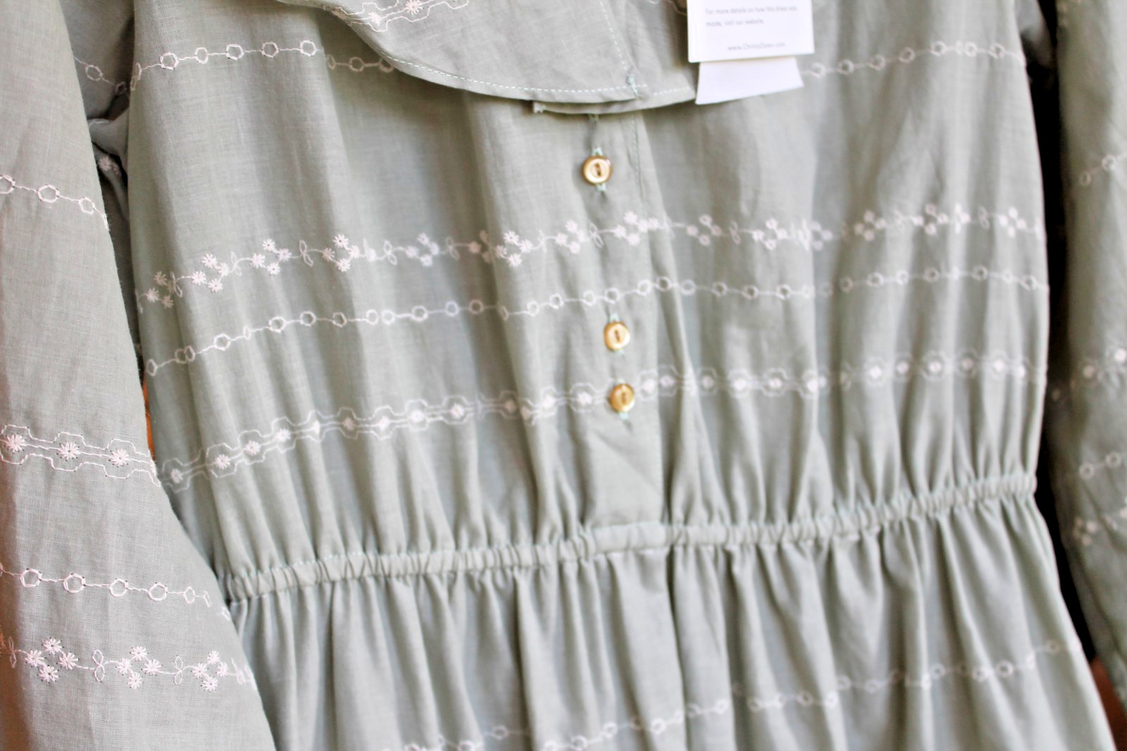 Christy Dawn Alana Seafoam Embroider Dress NWT Maxi Prairie Cottagecore Boho L