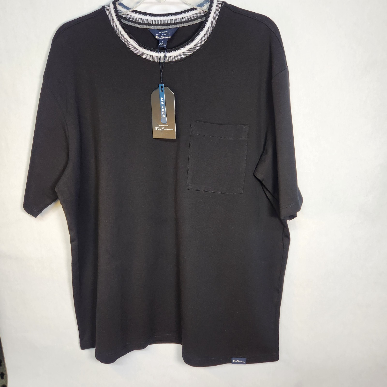Ben Sherman Men’s Black Solid Crew Neck Short Sleeve Cotton Knit Tee Large