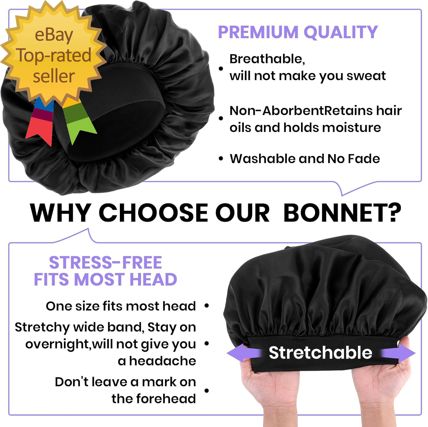 Silk Bonnet for Men Satin Bonnet Elastic Band Silk Sleep Cap Soft Adjustable