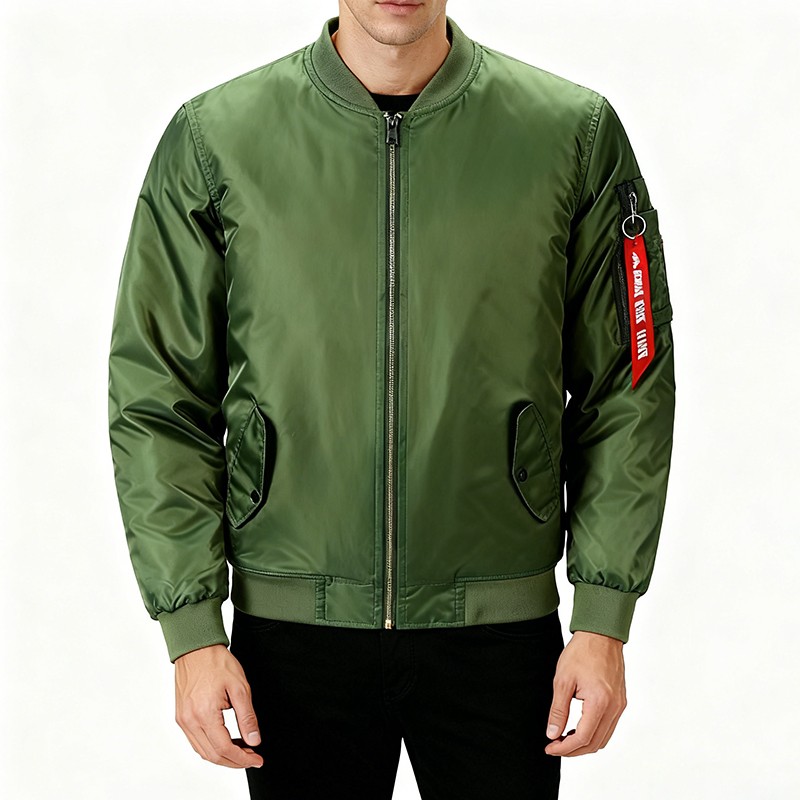 Heavy Weight Men’s Full Zip MA-1 Flight Bomber Jacket – Outerwear Coat
