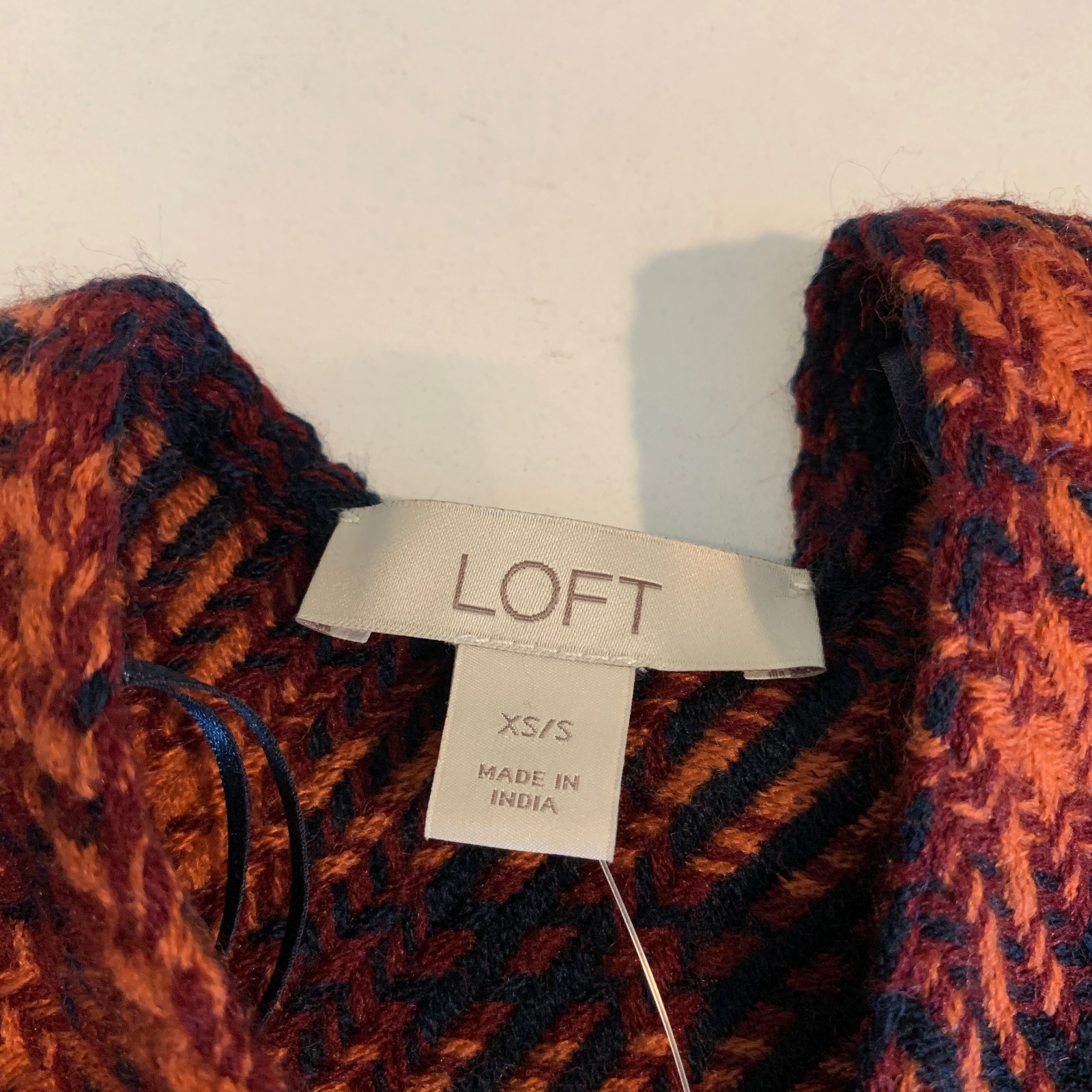 Loft Poncho Womens XS/S Multi Acrylic Plaid Fringe Hem Open Front Knit Wrap