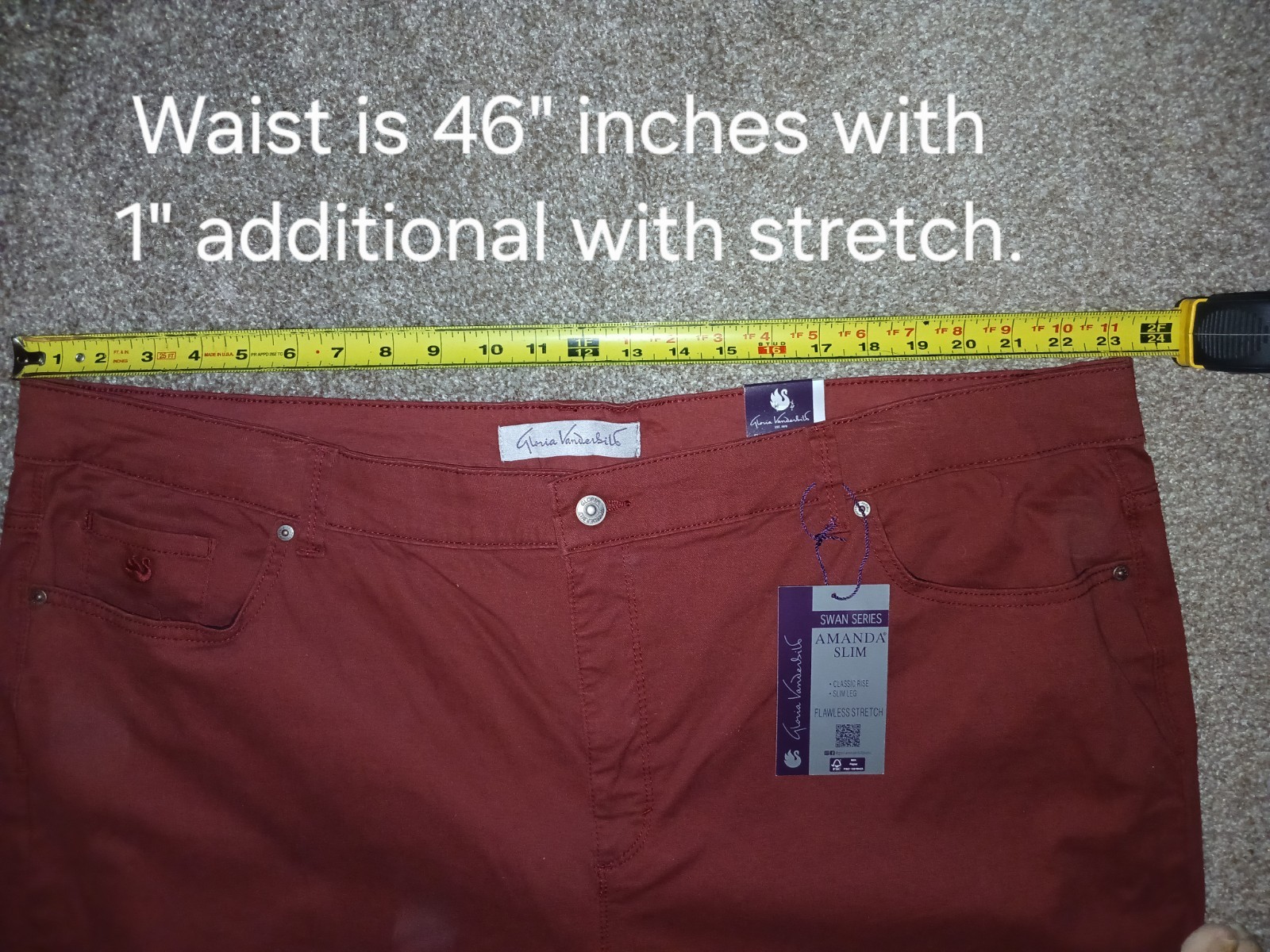 Gloria Vanderbilt Swan Series Amanda Slim Stretch Pants! Sz 24W! NWT’s