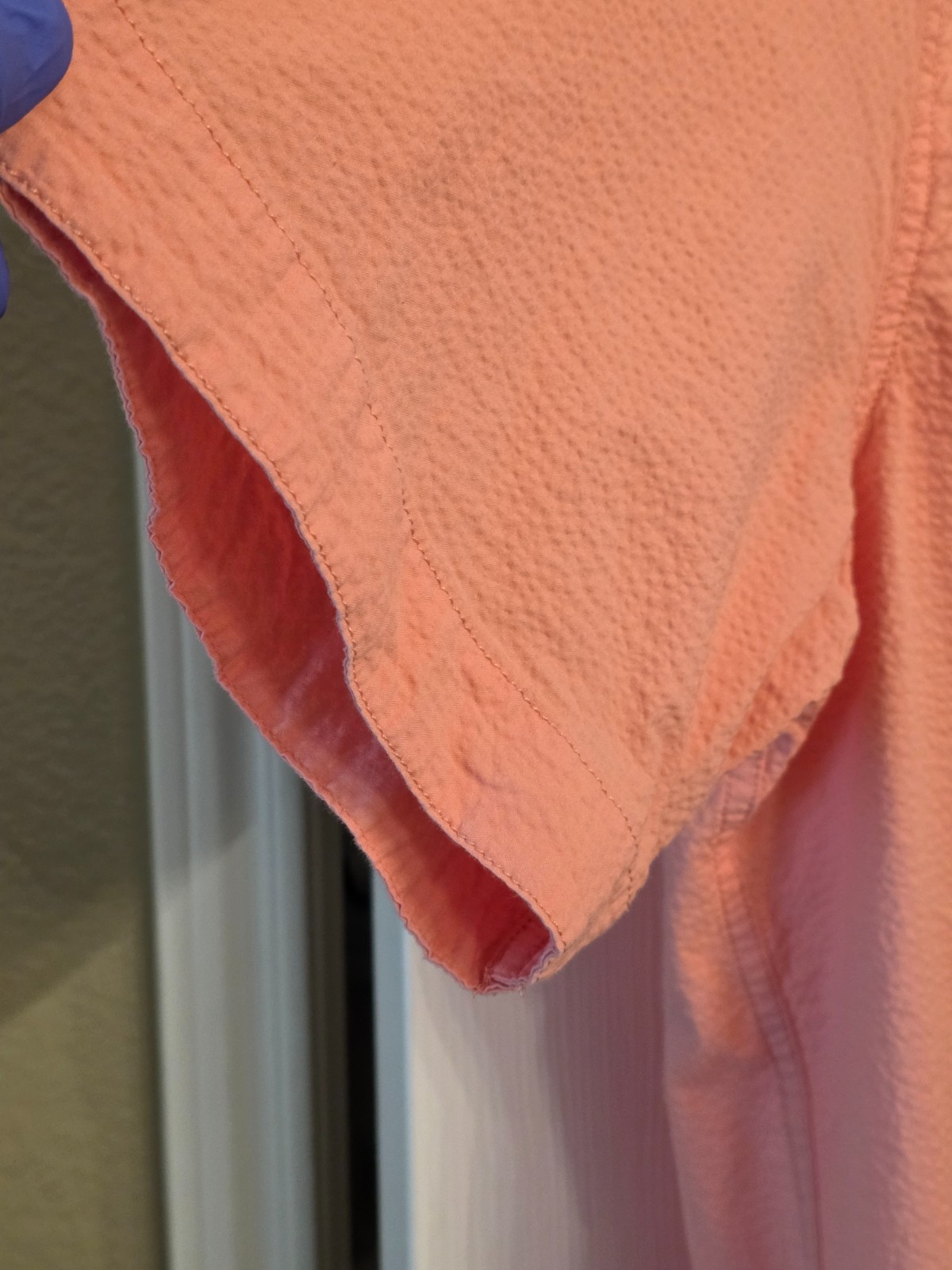 Tommy Bahama Nova Wave Shirt Mens XL Coral Seersucker Stretch Short Sleeve