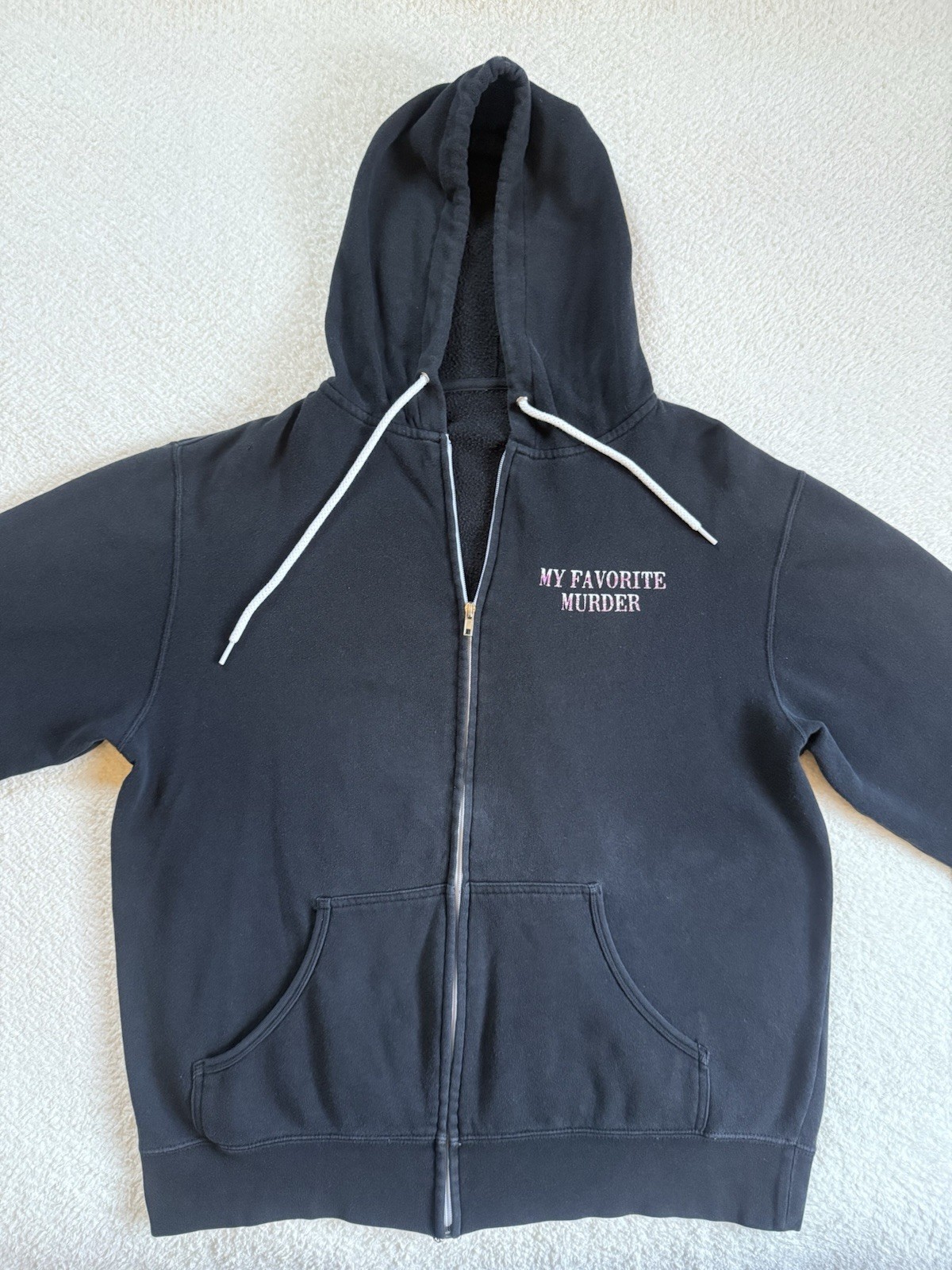 My Favorite Murder Fan Cult Black Zip Up Hoodie Tombstone Graphic Size L