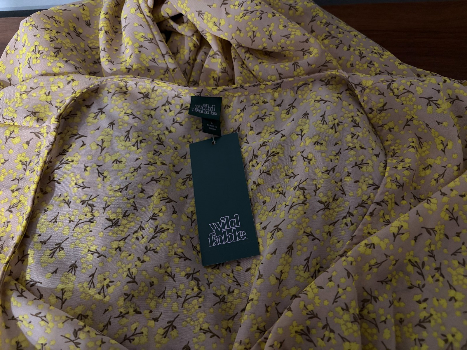 Wild Fable Long Sheer Sundress Yellow Floral Maxi Dress NWT Size Small