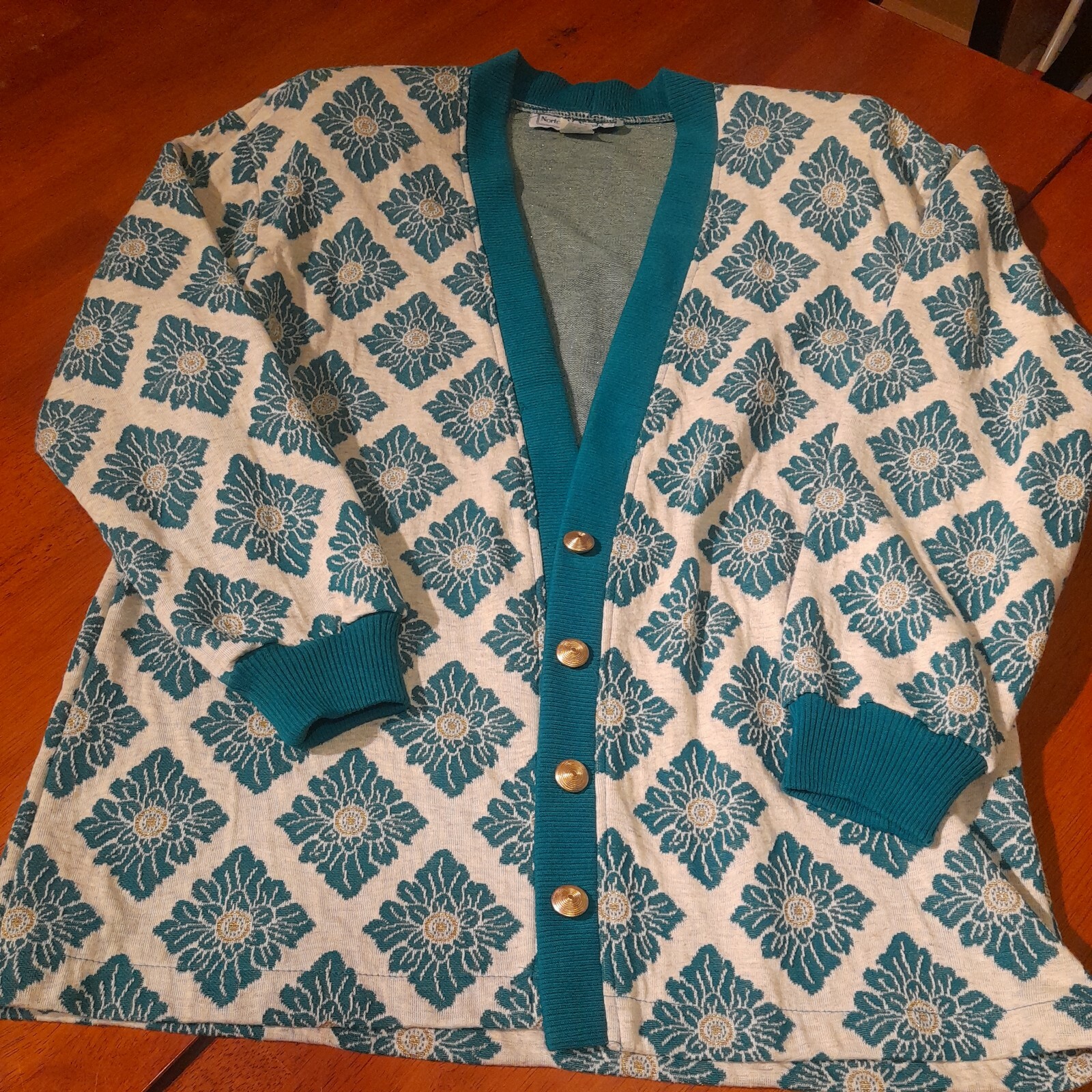 VINTAGE academic Cardigan gold buttons Medium Norton Mcnaughton