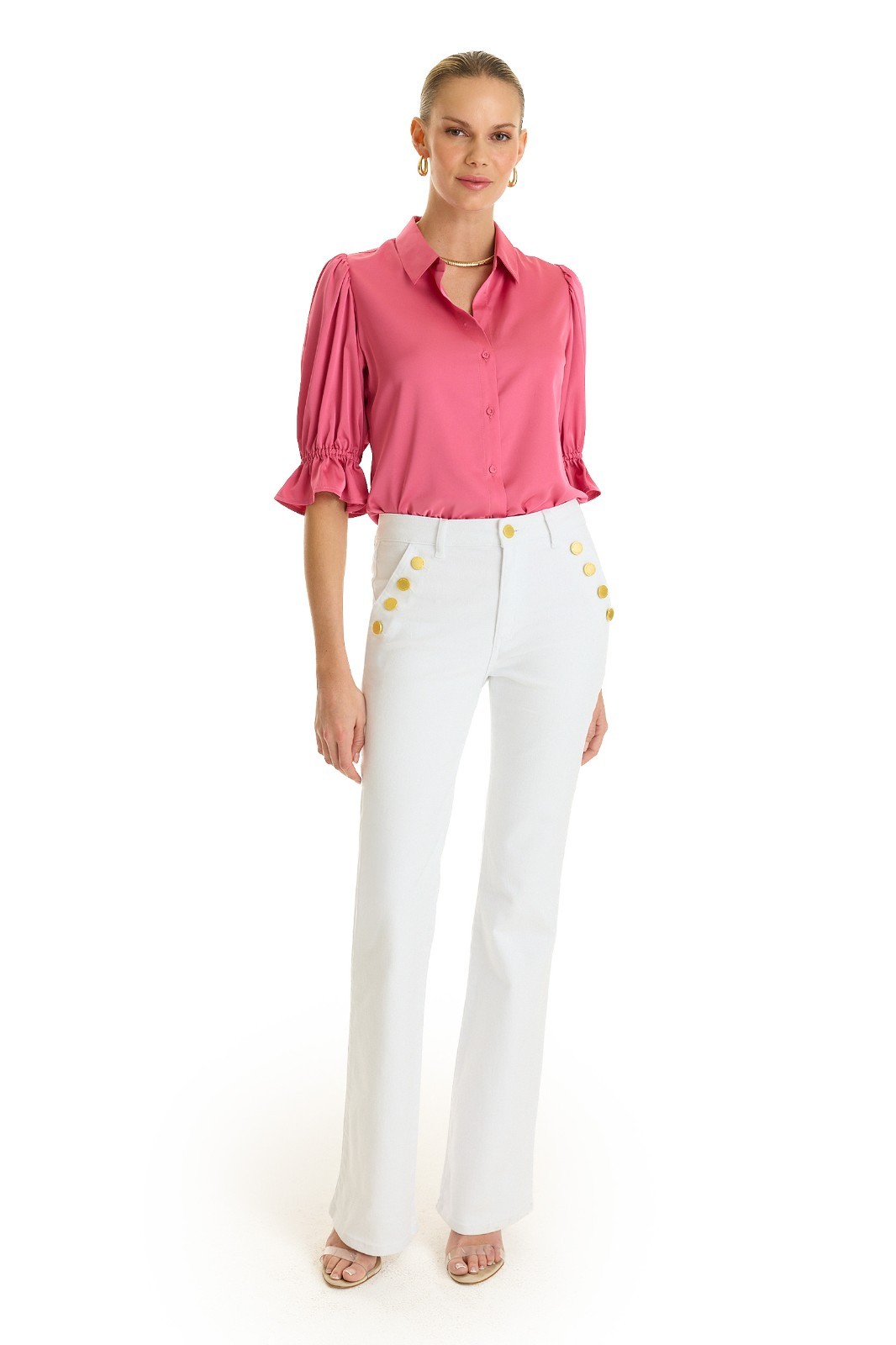 Cindy Ruffle Sleeve Blouse Petal Pink THE NOLI SHOP