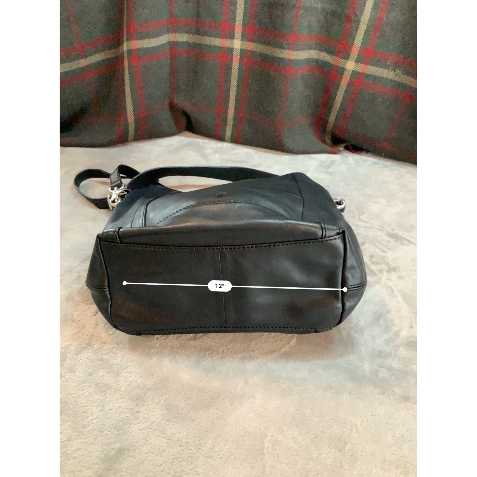 Frye Lena Zip Hobo Black Leather Crossbody Shoulder Bag Handbag 12×13.5in
