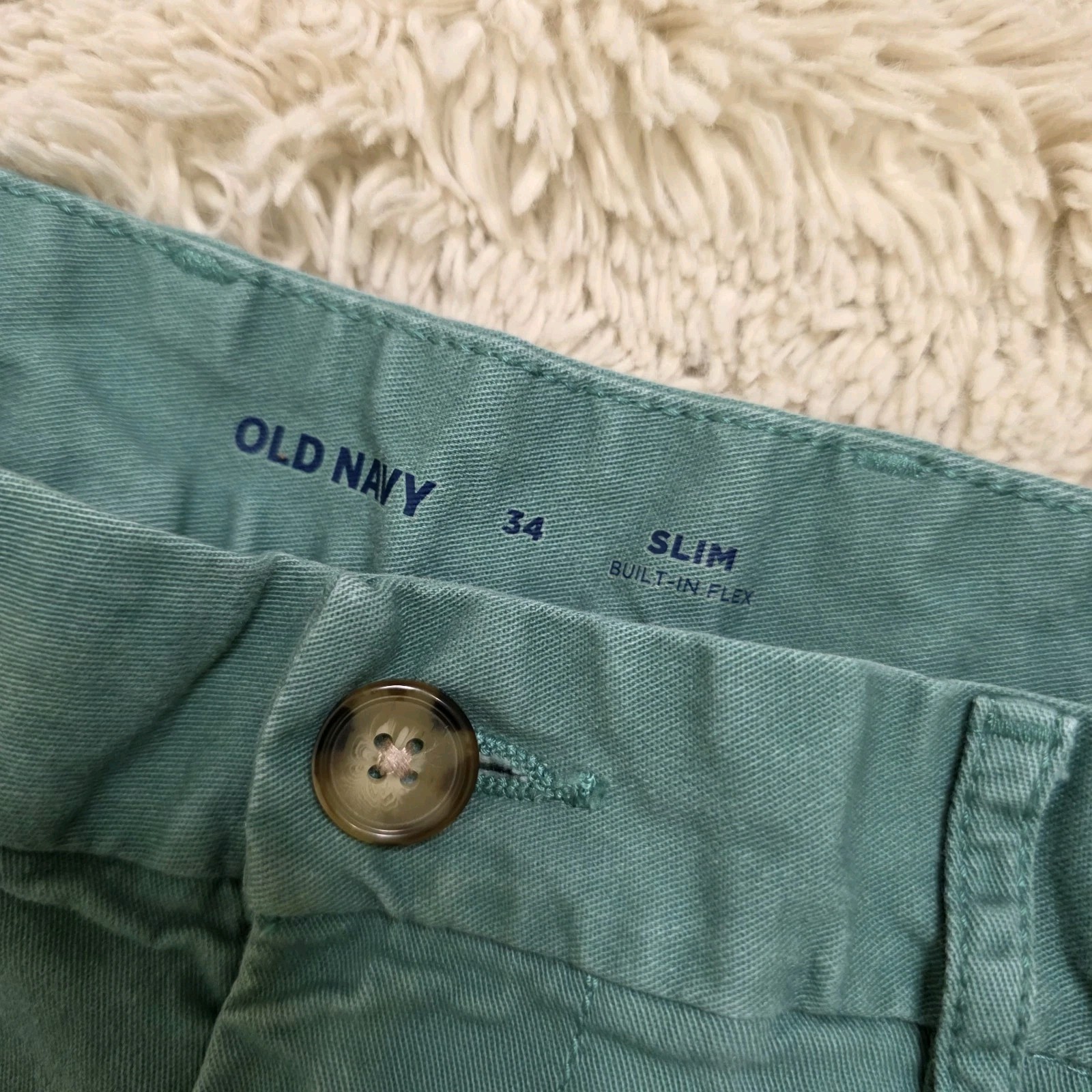 Old Navy Slim Built-In Flex Rotation Chino Shorts Mens 34 Teal Green 8″