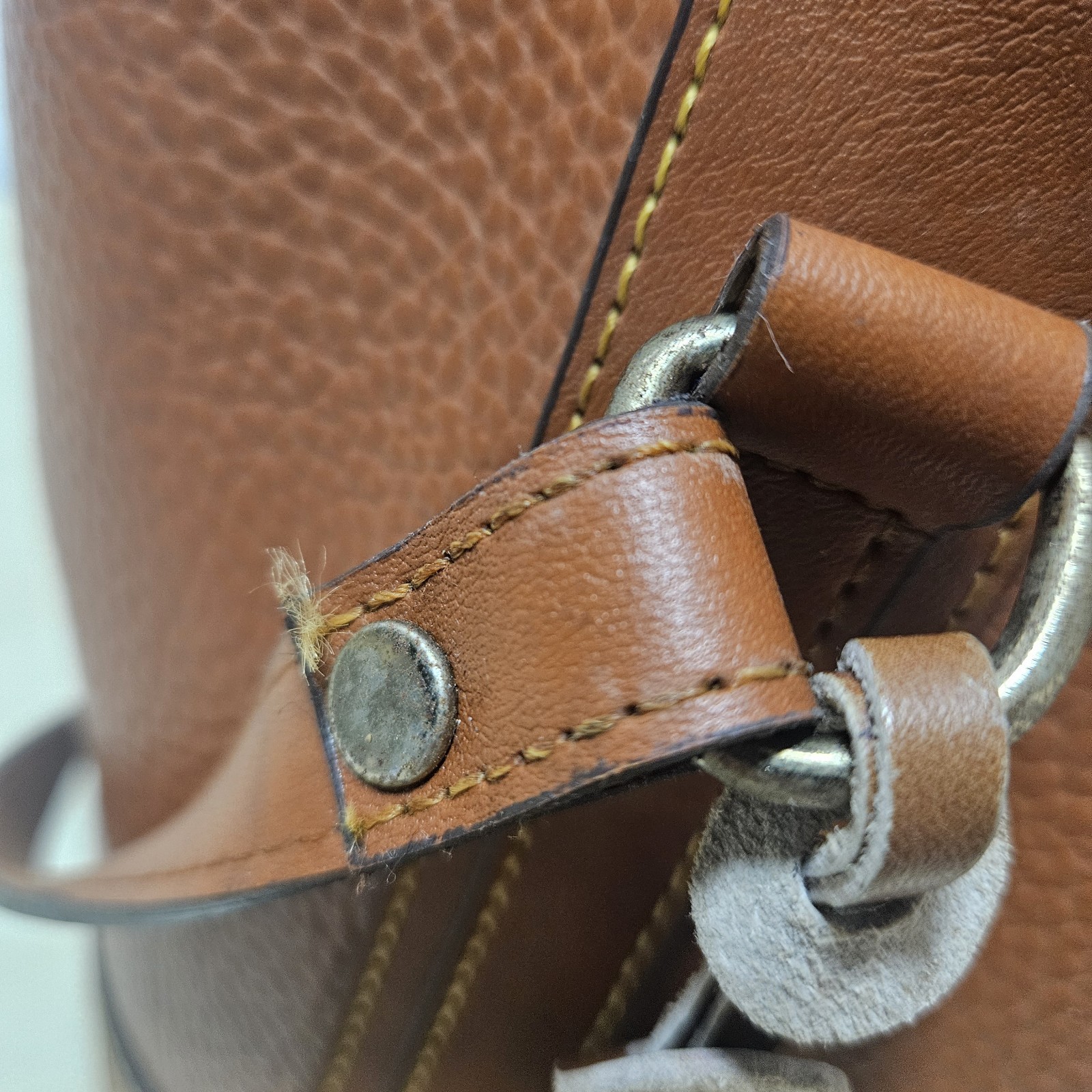 Vintage Dooney Bourke Drawstring Bucket Bag Brown All Weather Leather AWL