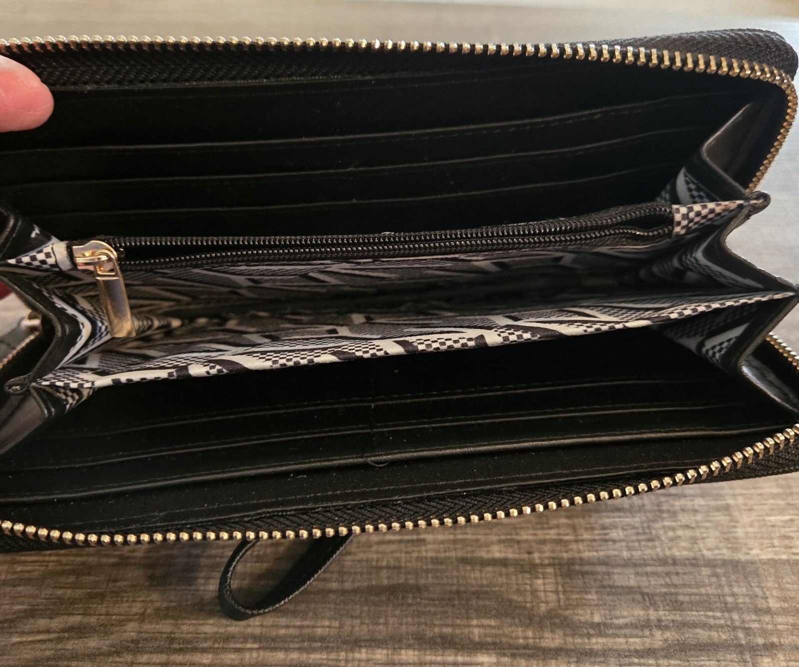 Marc New York Black/Gold Zip-Around Wristlet Wallet 7.75 x 4