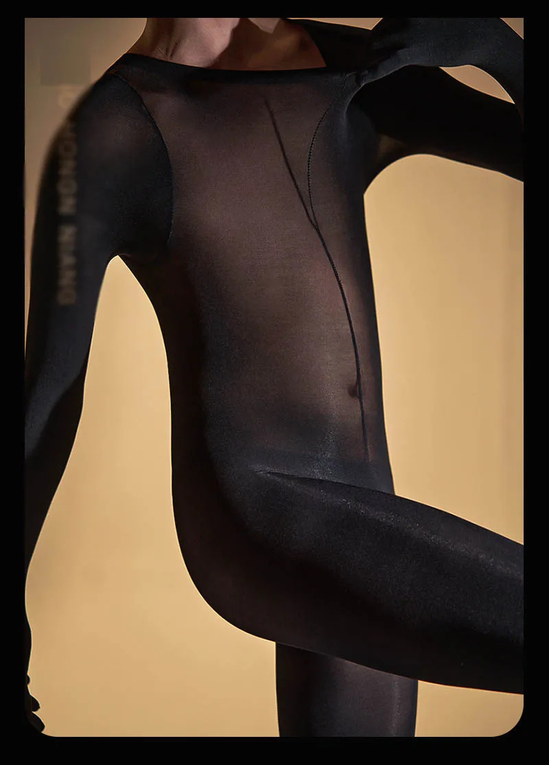 120D Nylon Velvet Fingers Bodystocking Penis Sheath Bodysuit Catsuit Tights