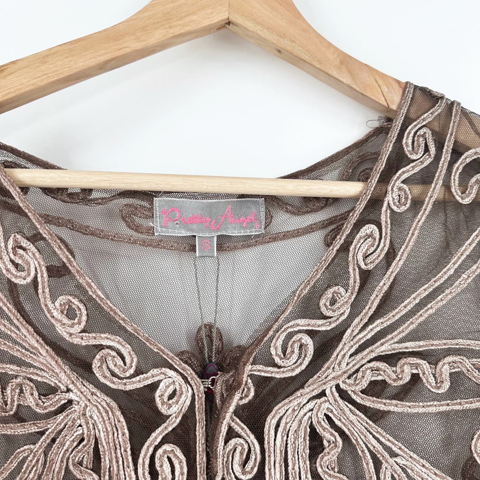 Pretty Angel Embroidered Sheer Kimono Top Small Boho Fairy Festival Romantic