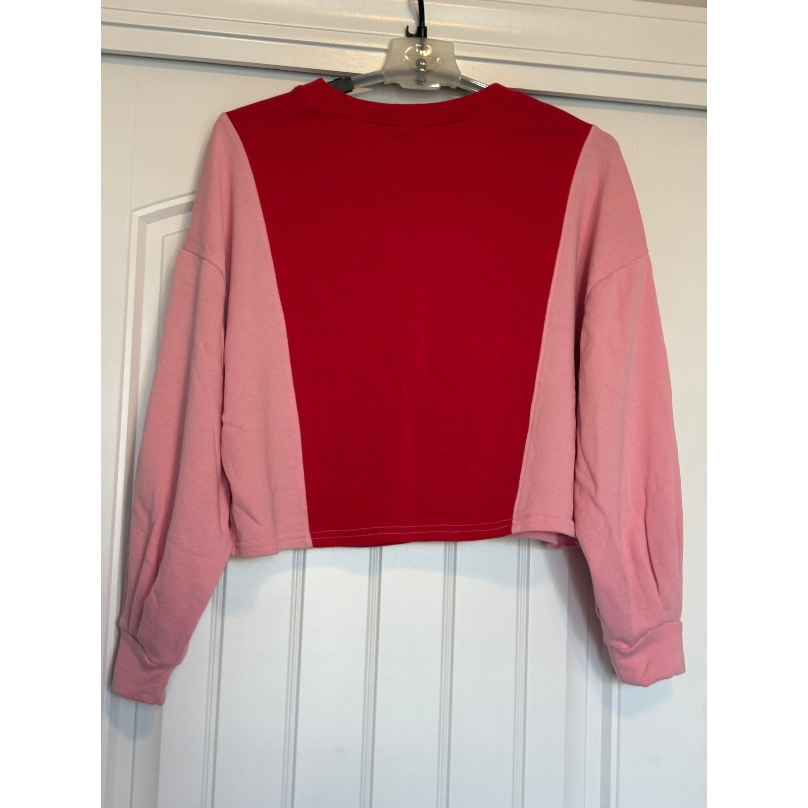 Circus NY by Sam Edelman Pink Red Colorblock Cropped Sweatshirt Womens Small