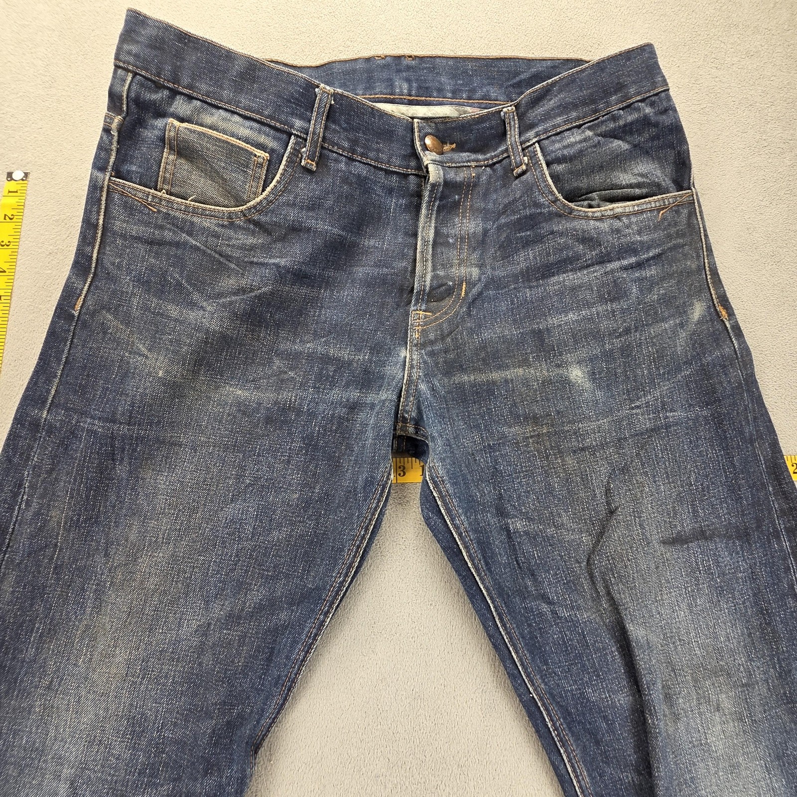 Selvedge Jeans Mens 34×32 Blue Regular Straight Farrell Buckle Back Honeycomb