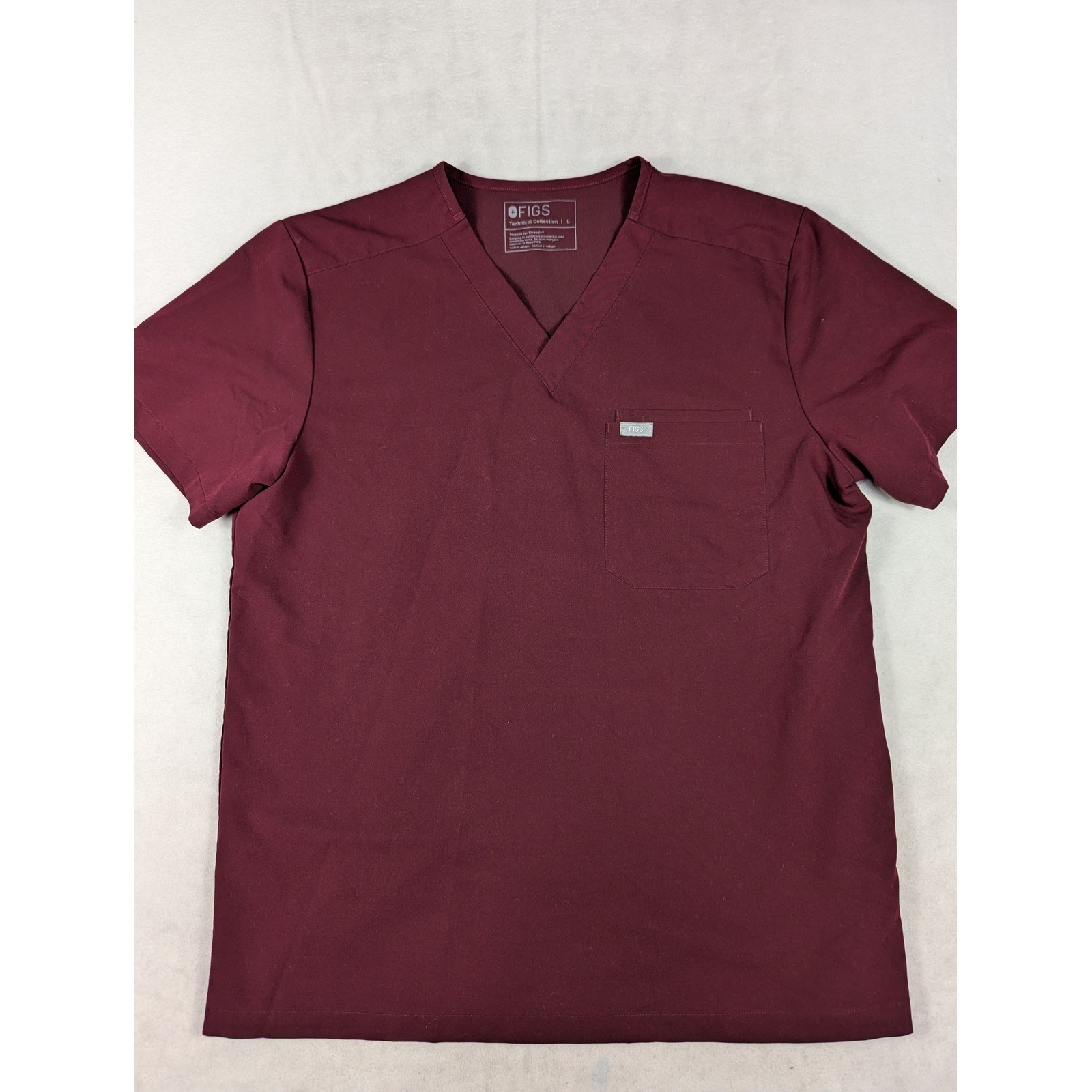 Figs Catarina One-pocket Dark Magenta Mens Scrub Top Size Large