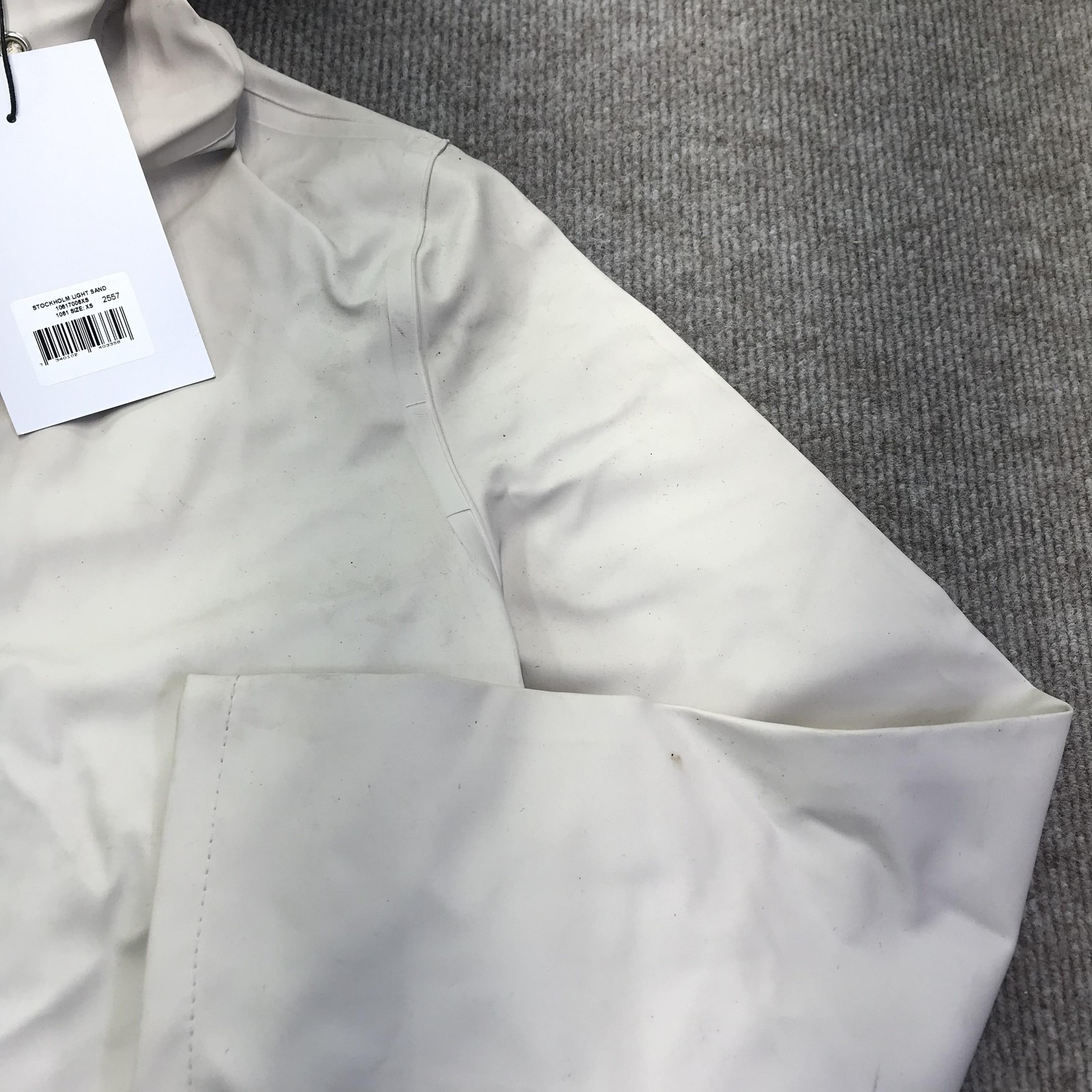 Stutterheim Stockholm Raincoat Jacket Womens XS Light Sand Hooded Waterproof