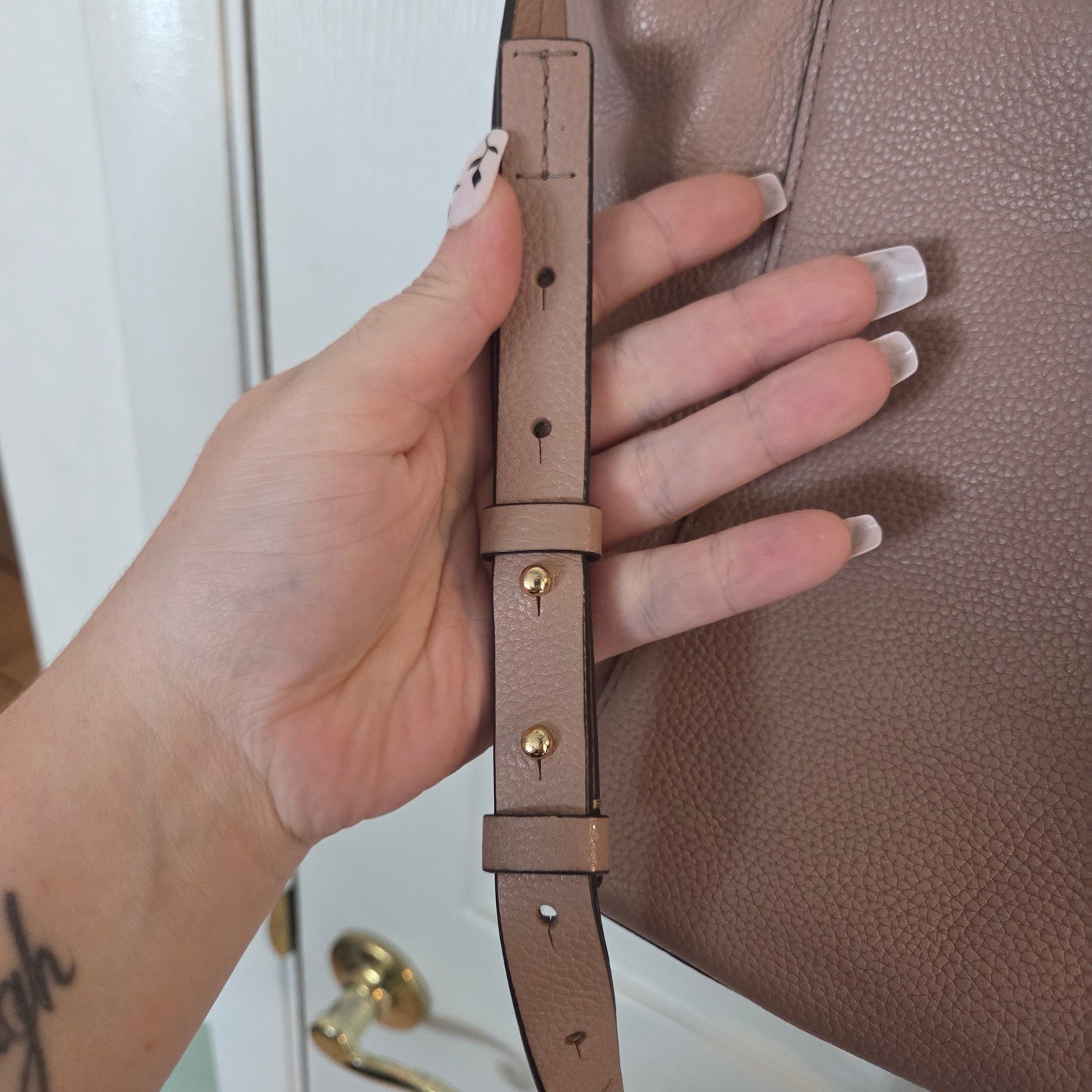 Michael Kors Mercer Large Pebbled Leather Satchel Mauve Pink Gold Hardware Tote