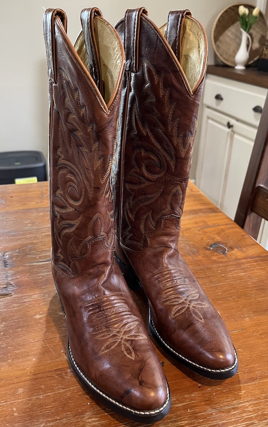 Justin Marbled Deerlite Western Cowboy Boot Size 7D Men Chestnut Brown 1560 EUC