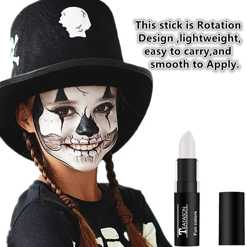 3 PCS Makeup Clown White Cream-Blendable Stick-Eye Black Sticks Face Body Paint