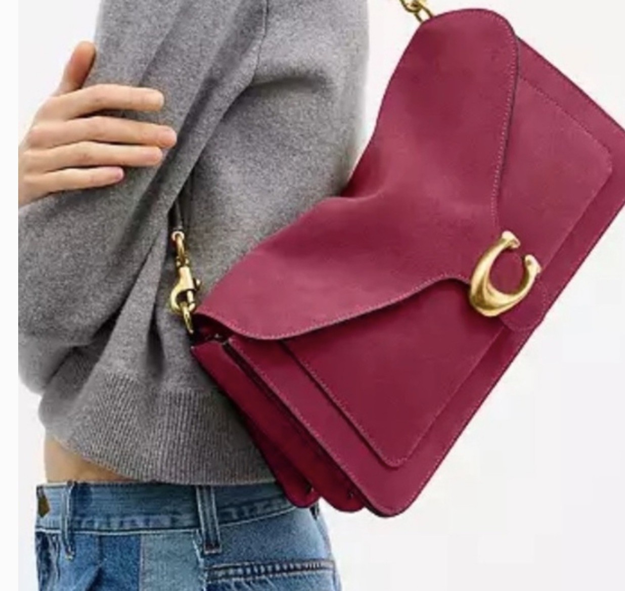 NWT Coach Tabby 36 Dark Fuchsia Suede CEM12