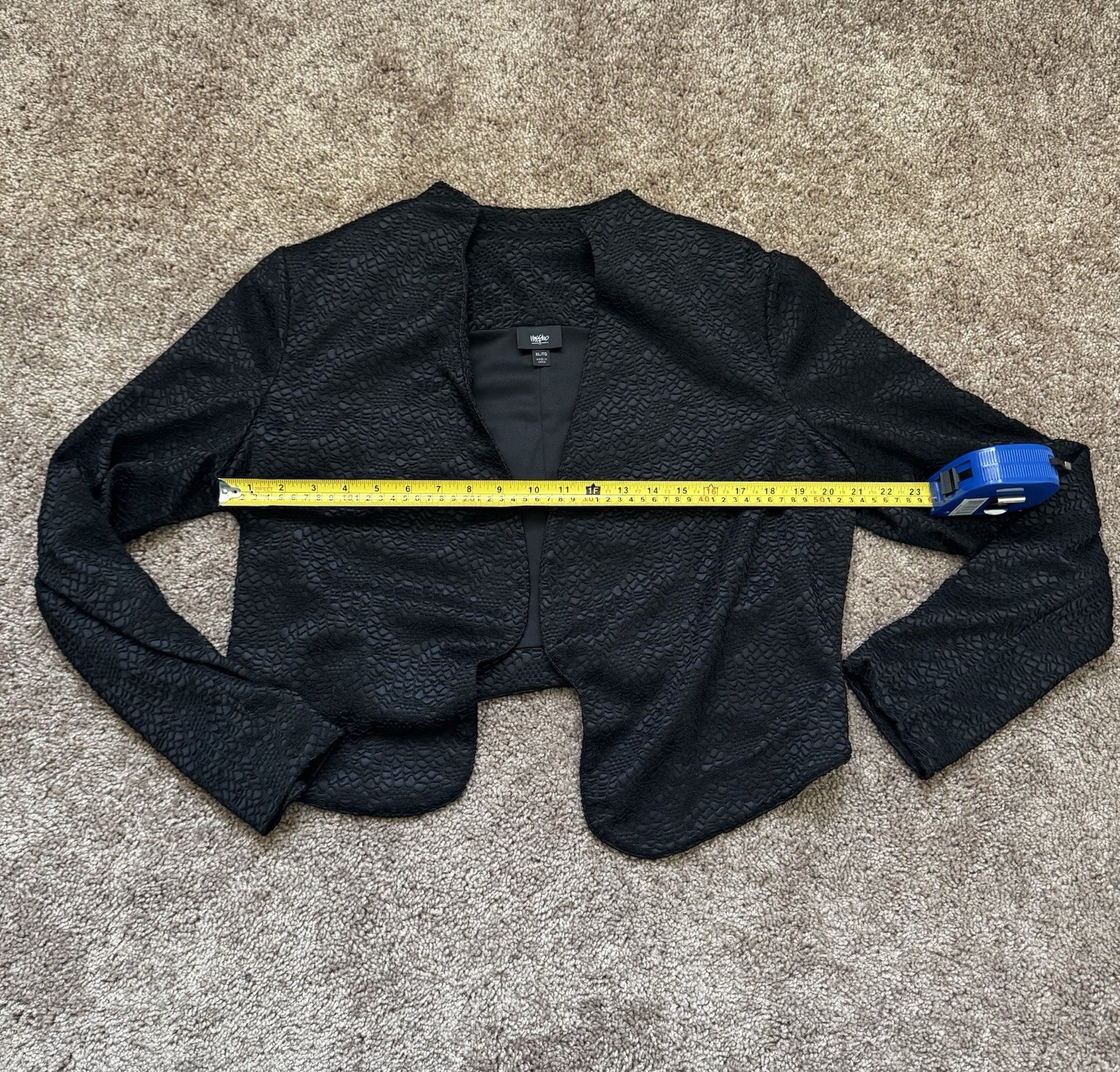 Mossimo Black Textured Open Front Bolero Shrug Crop Jacket Lightweight Womens XL
