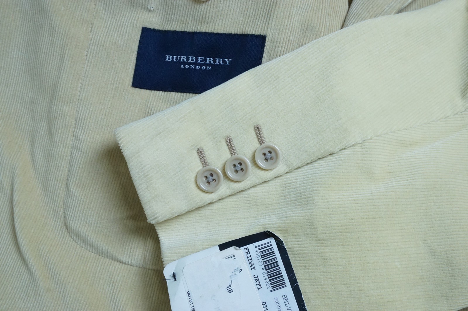 Burberry London Yellow Beige Corduroy Cotton Blend Sport Coat Jacket 46R NEW
