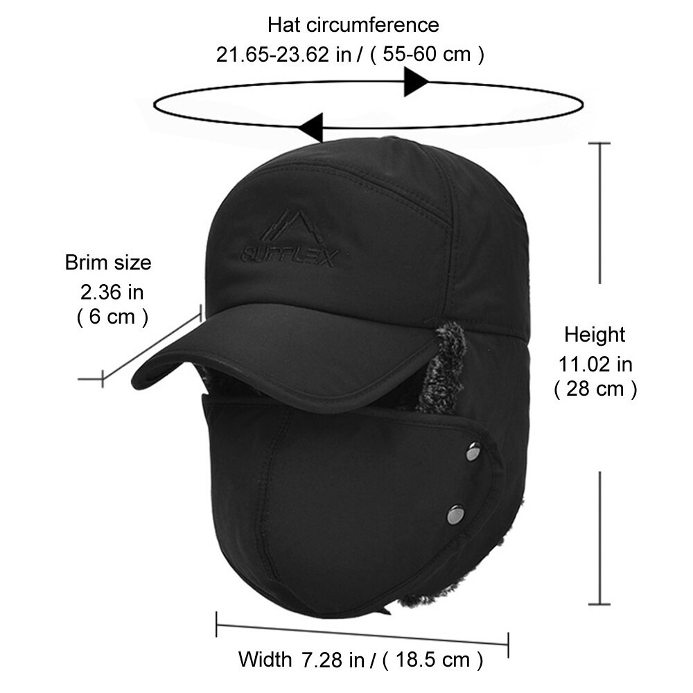 1/2 Pack Winter Ear Flap Trapper Hat with Face Mask Aviator Thermal Warm Ski Cap