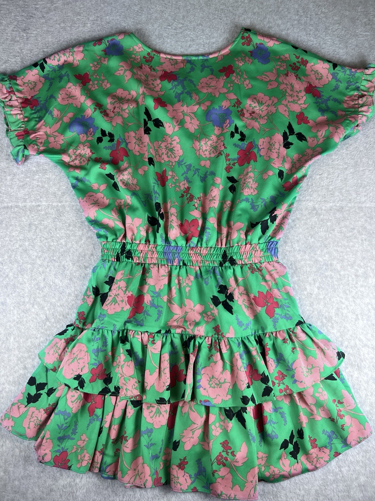 Misa Tiered Ruffle Mini Dress Tassel Tie Garden Party Size Large