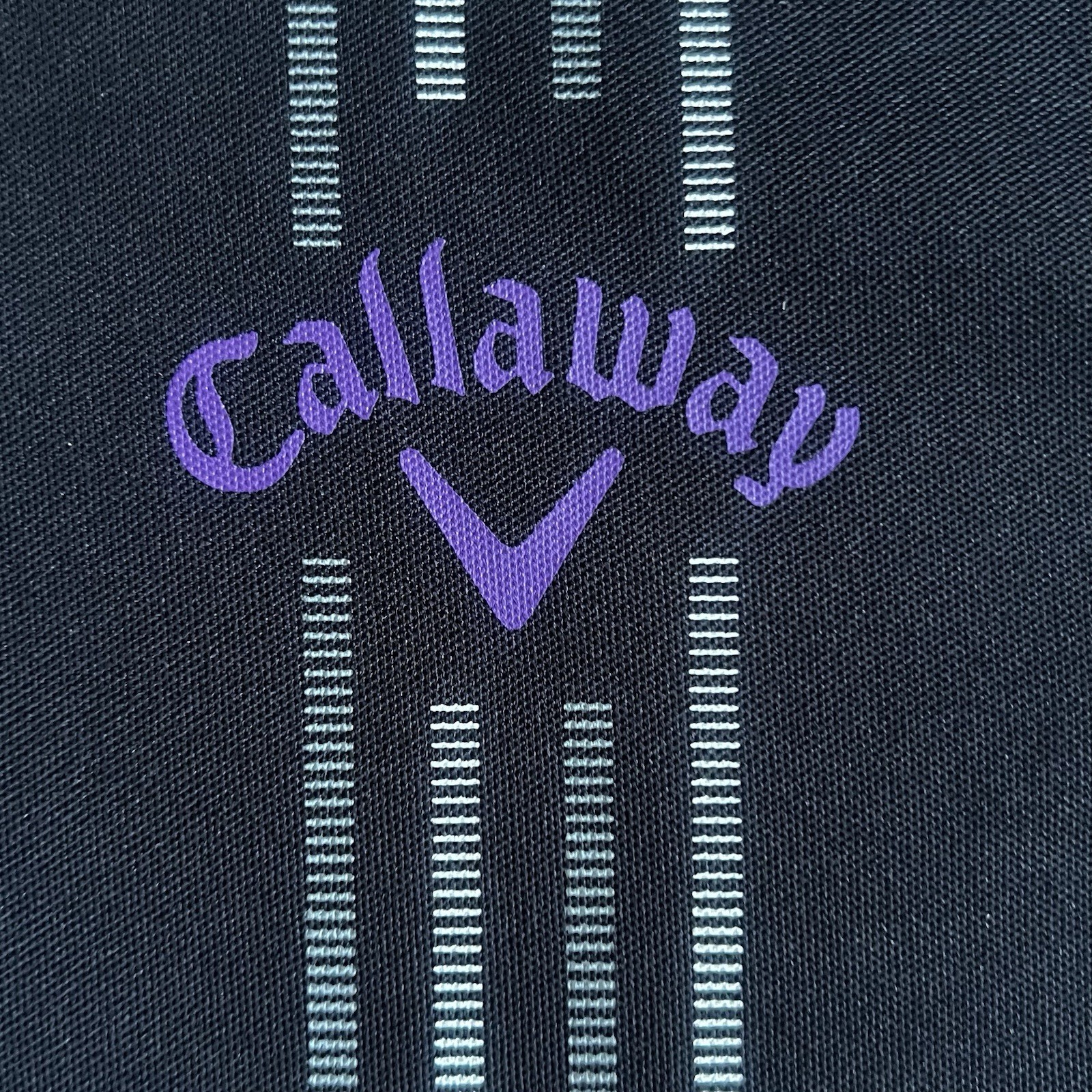 Callaway Golf Performance Long Sleeve Polo Shirt Men’s Size L Black Purple Strip