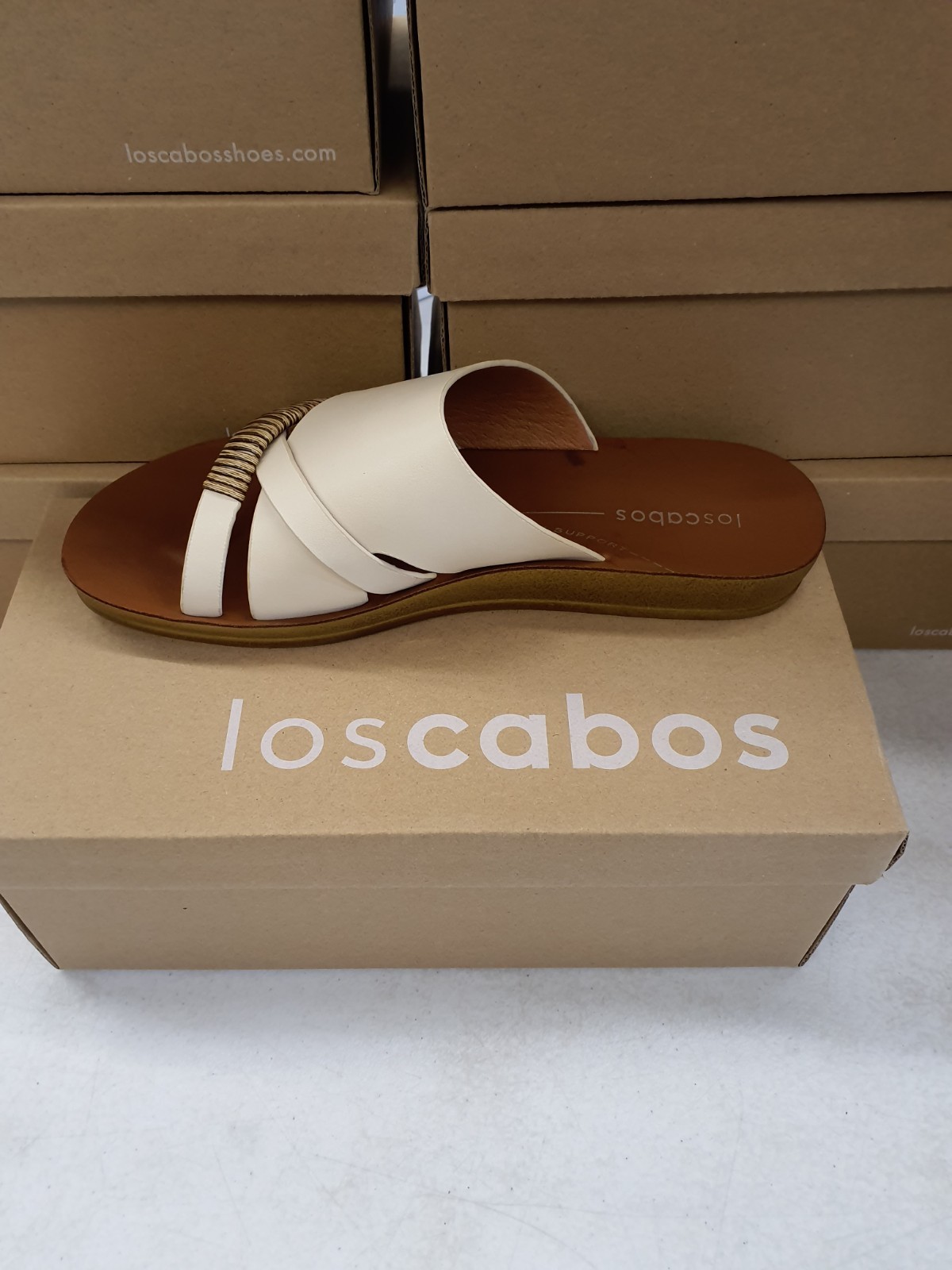 Los Cabos Bride Bone Sandal Women’s EU 38 39 White Brown L2306-126