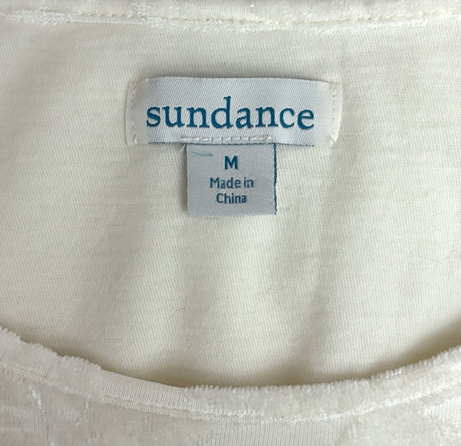 SUNDANCE VELVET BURN OUT TOP M DELICATE SENSES IVORY FLORAL ROMANTIC COQUETTE