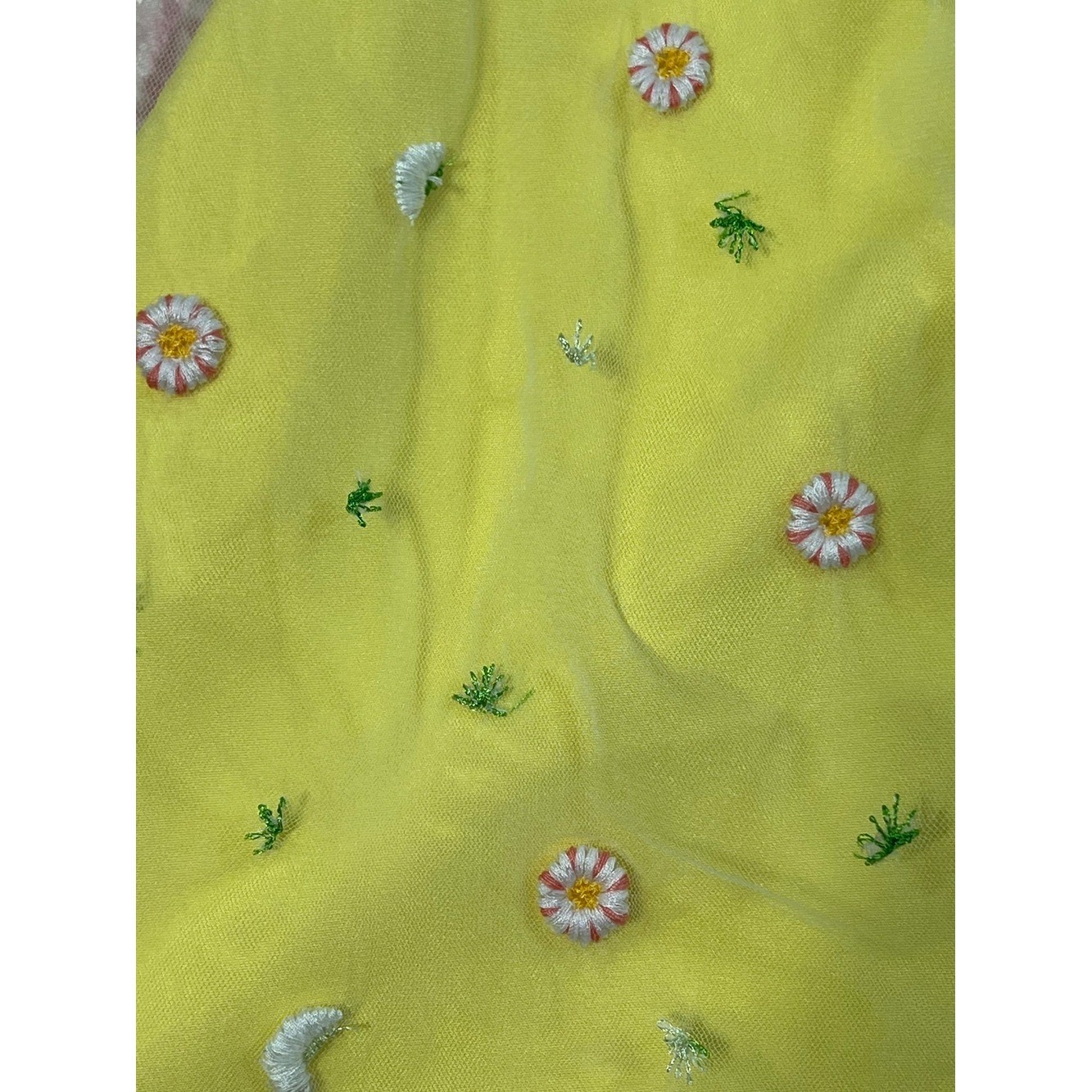 Source Unknown Bright Yellow Embroidered Mini Dress
