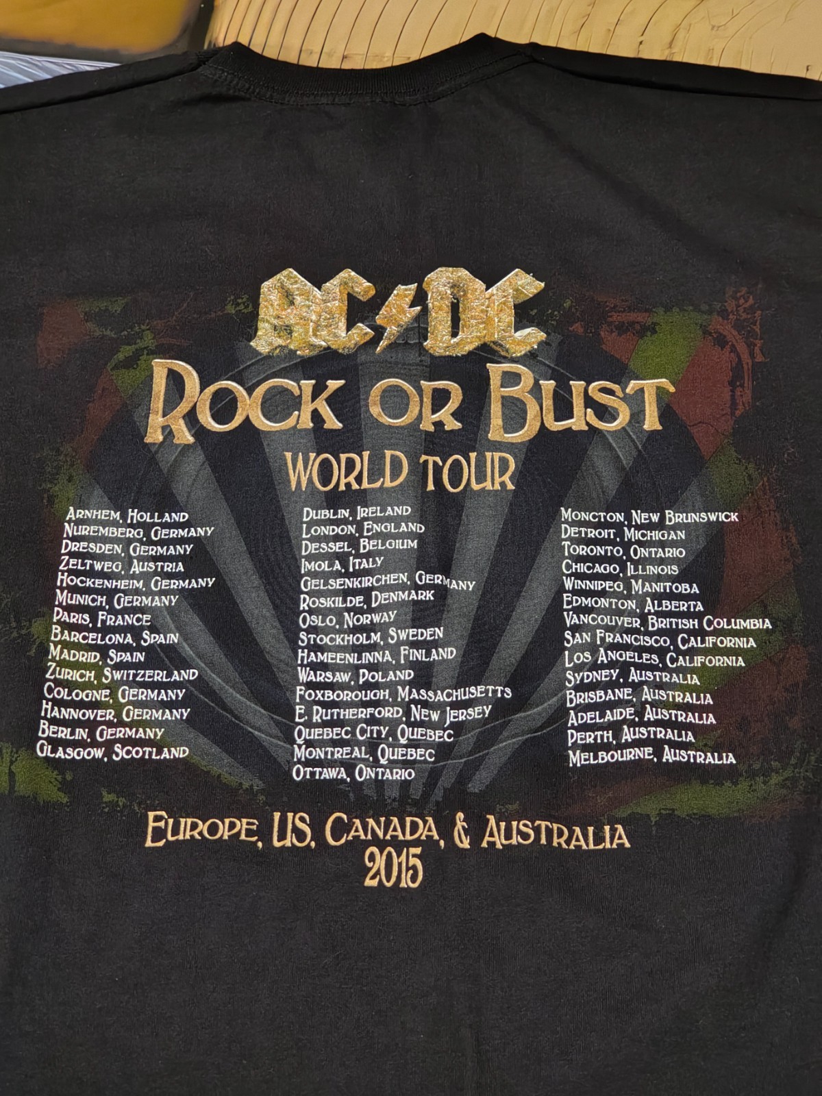 AC/DC Rock Or Bust 2015 World Tour T-Shirt Black Size M