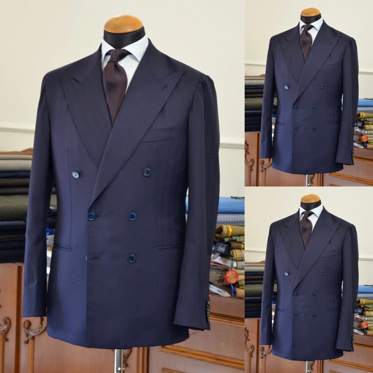 Double Breasted Navy 2Pcs Men’s Suits Regular Business Formal Tuxedos Jacket