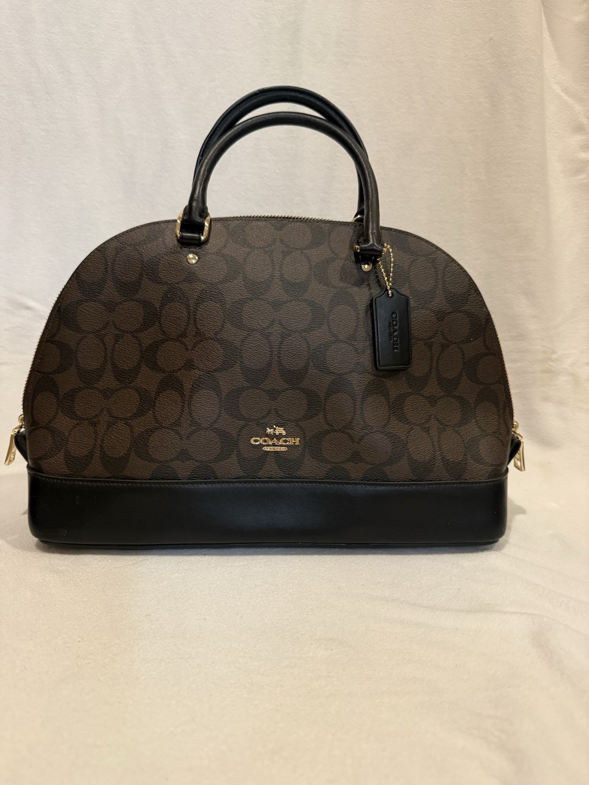 Coach Sierra Satchel Brown Logo Signature Strap Bag Dome