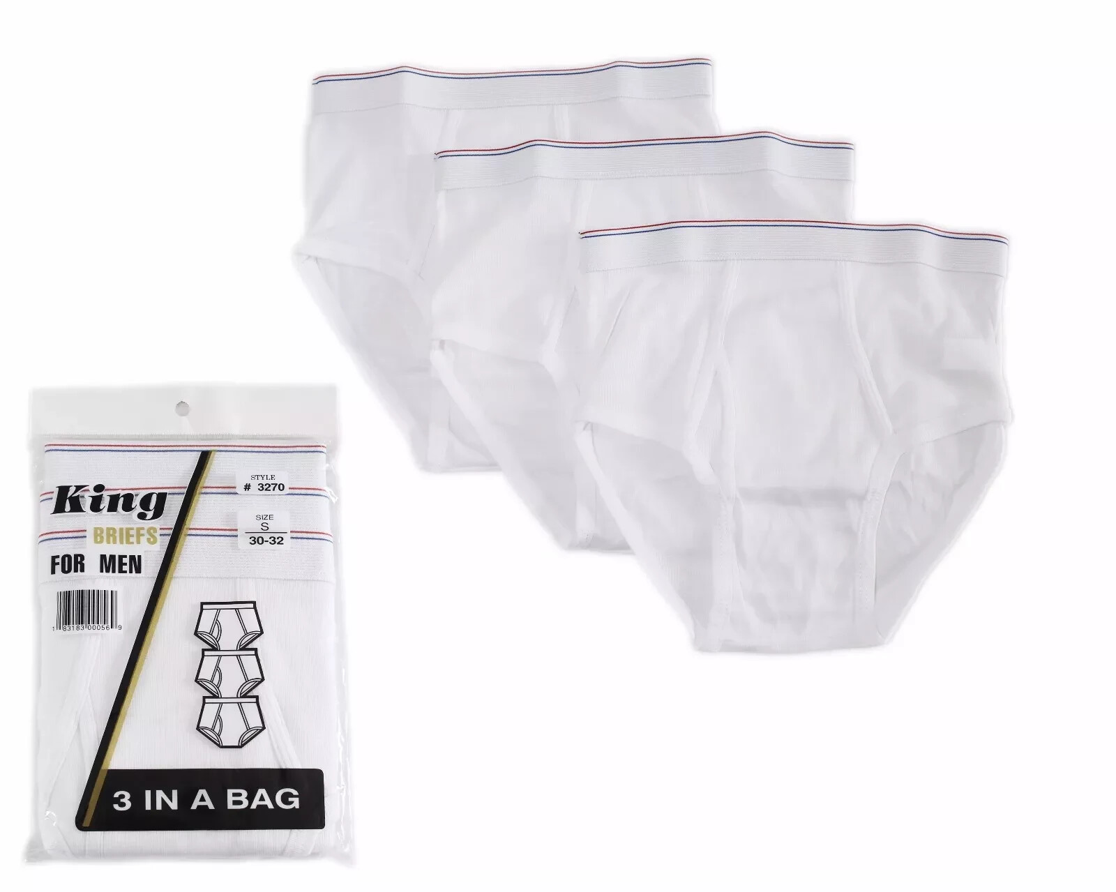 3 PK Men’s White Brief Cotton Blend Size S M L XL KING HUNTER