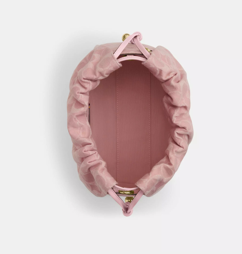 COACH Faye Drawstring Bag Signature Denim Light Pink CFD03 IMNH1 Auth New