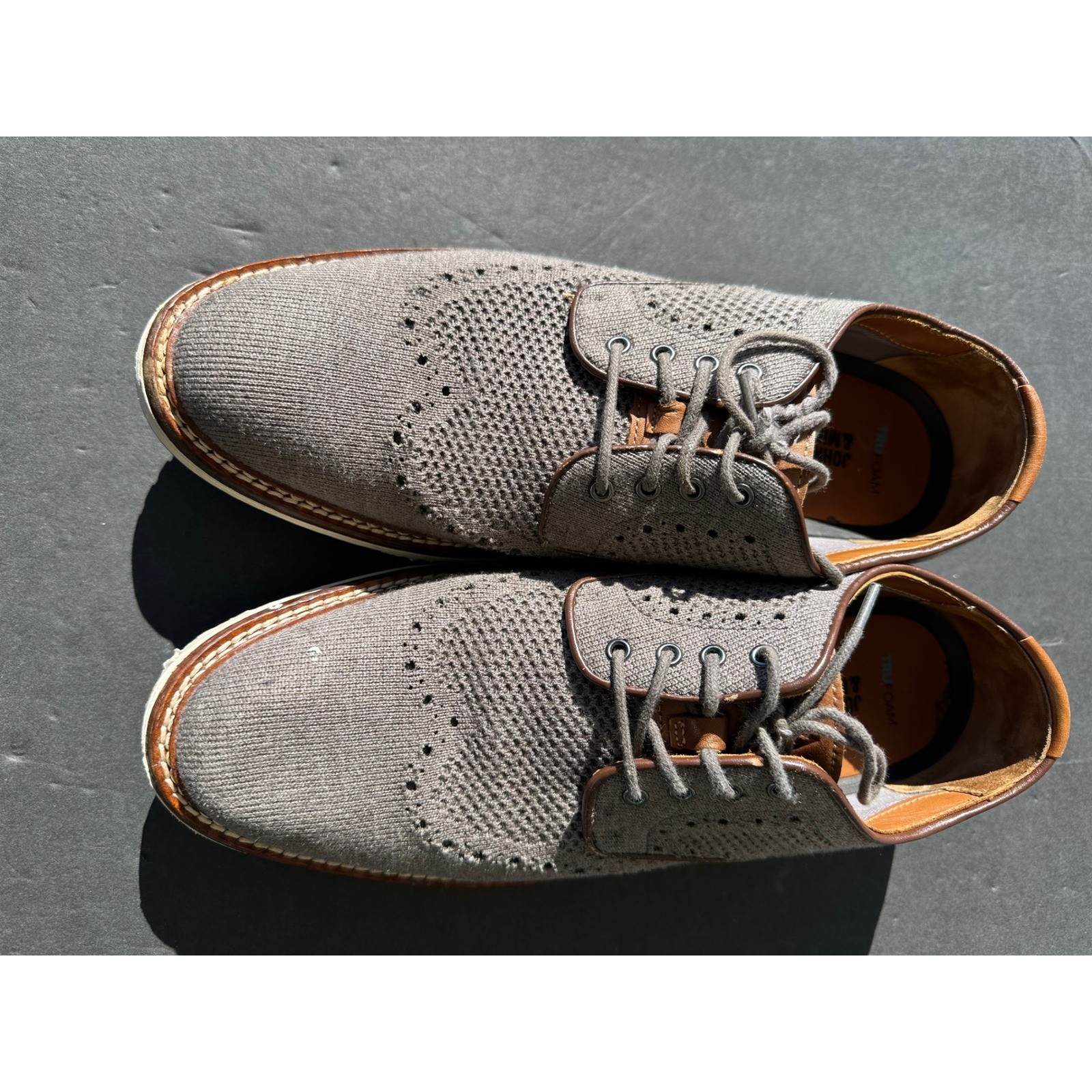 Johnston & Murphy McGuffey Knit Wingtip Oxford Grey Mens 9.5M 20-5368