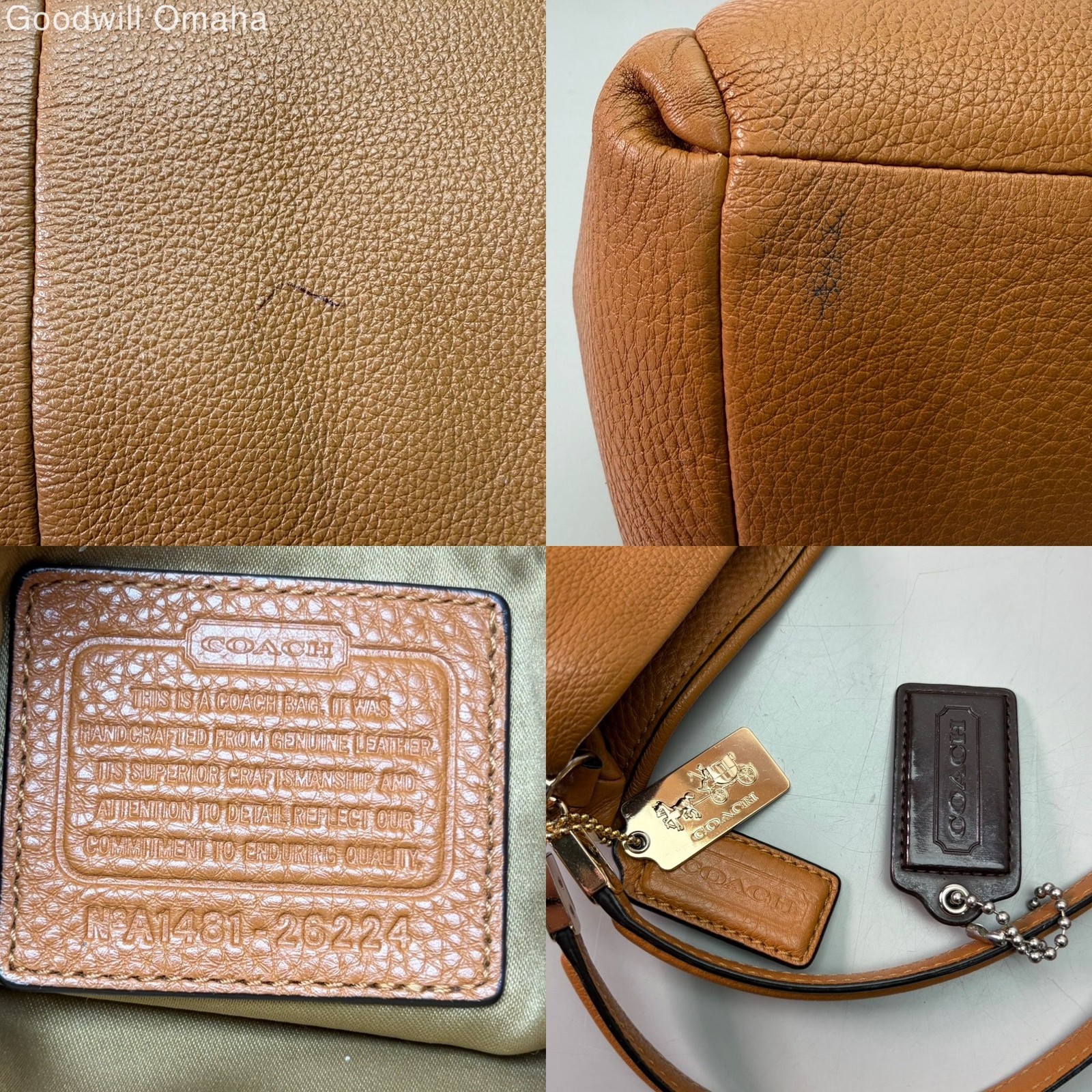 Authentic Coach Madison Phoebe Pebbled Leather Bag #26224 w/ COA