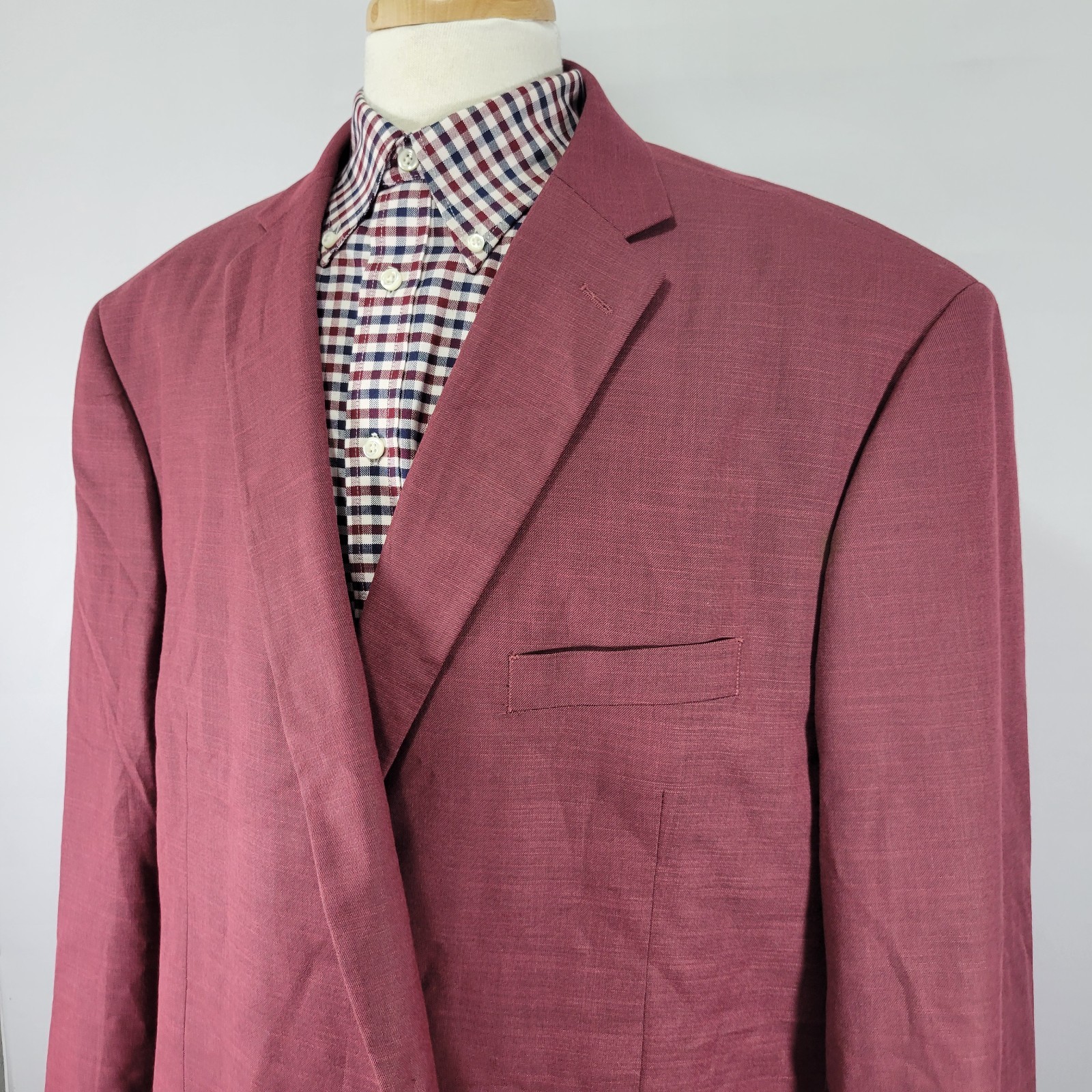 Lineage Men’s Sport Coat Blazer Two Button Burgundy Performance Stretch 56R