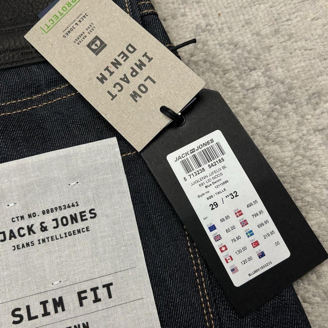 Jack & Jones GLENN Slim Fit Blue Denim Jeans Dark Denim W29 X L32 BNWT