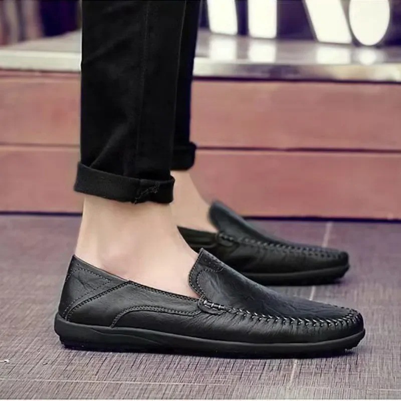 Men’s Leather Slip On Loafers Business Casual Moccasins Breathable Flat Shoes