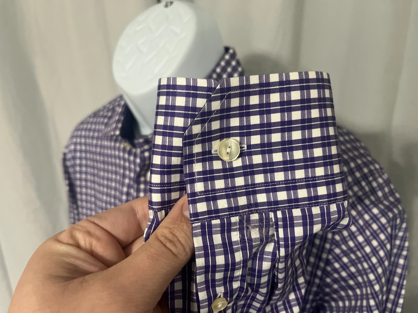 👔 Eton Men’s White Purple Contemporary Fit Dress Shirt 16 41 L Casual 💼✨