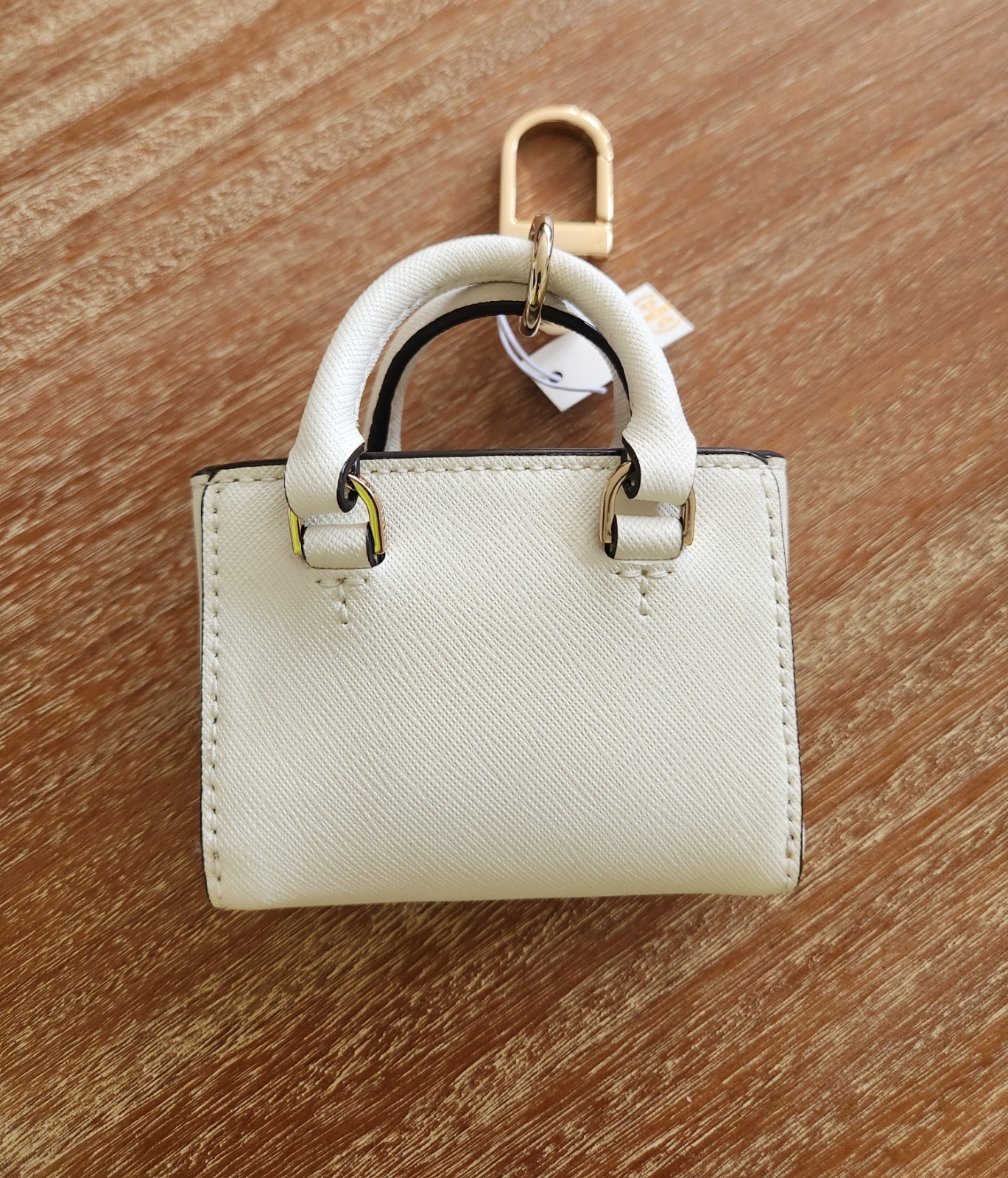 NEW Tory Burch Robinson Mini Tote Keyfob Bag Charm Key Chain Multi-Strip