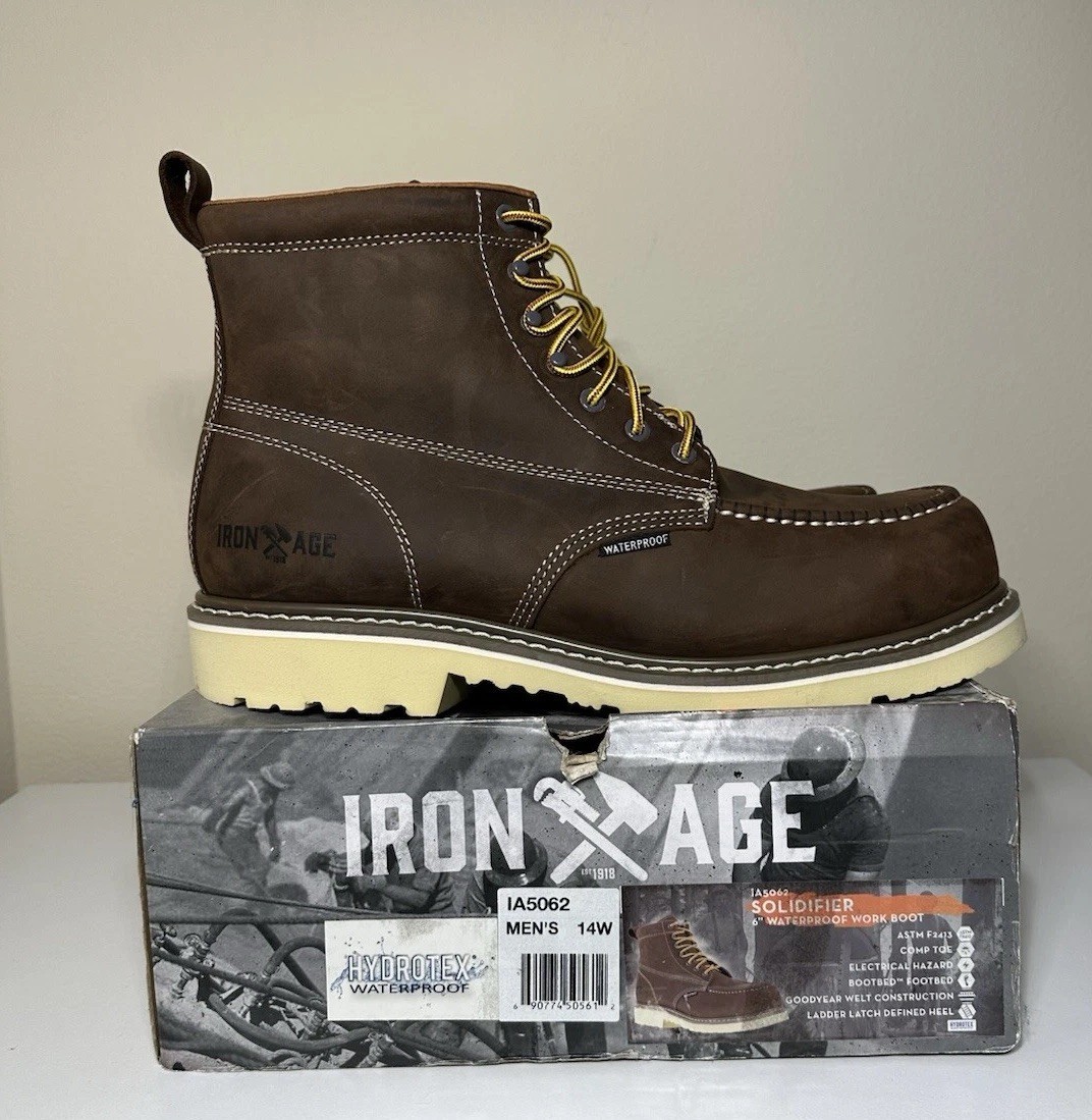 Iron Age Steel Toe Oil Resistant Work Boots Men Size 14