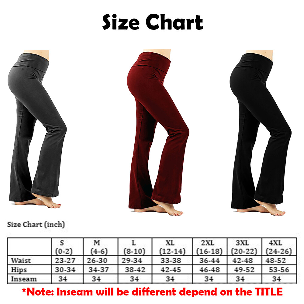 Women Flare Yoga Pants Bootcut High Waist Foldover Cotton Spandex 36″ Inseam