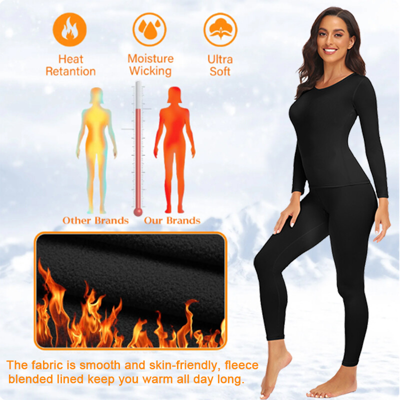 Women Thermal Underwear Long Johns Top Bottom Set Pants Base Layer Winter Warm