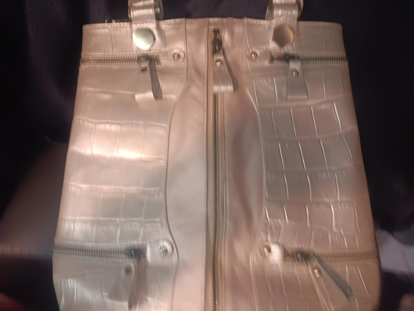 Michael Rome Designs Genuine Leather Crocodile Embossed Shoulder Bag